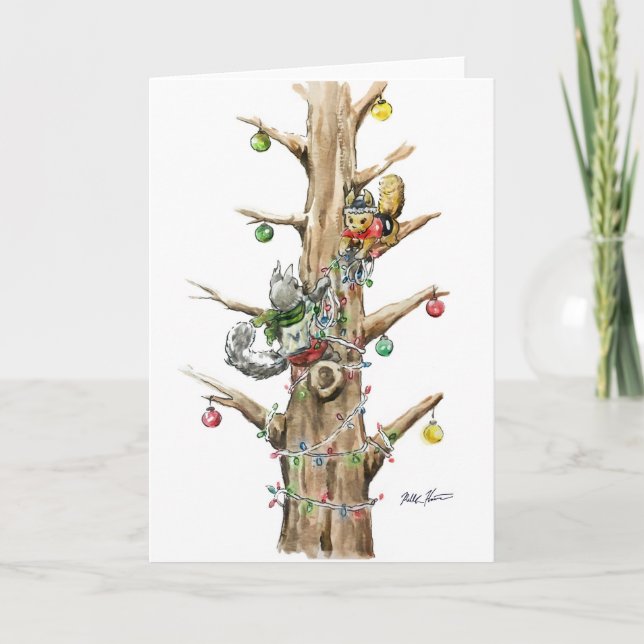 Cartes Pour Fêtes Annuelles Noël des écureuils (Devant)