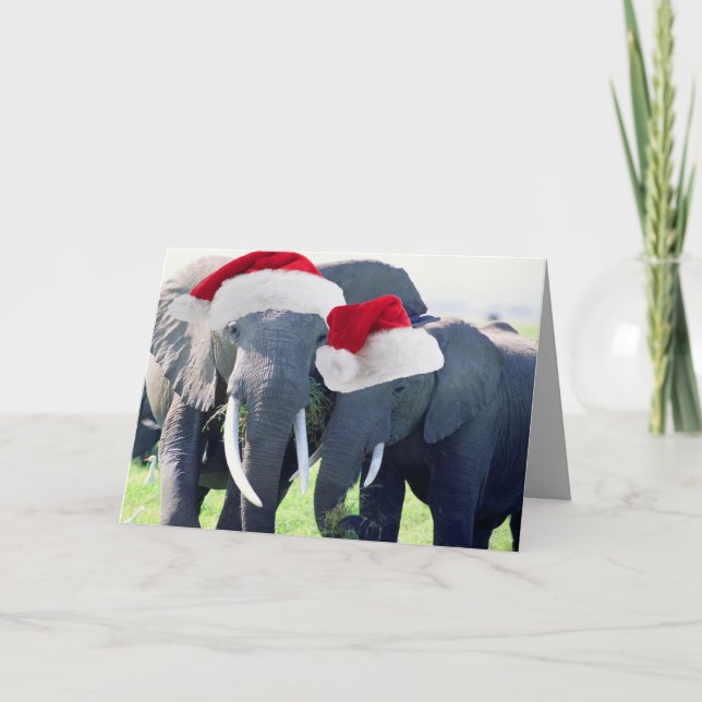 Cartes Pour Fêtes Annuelles Noël des éléphants inoubliable (Devant)