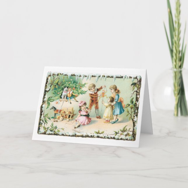 Cartes Pour Fêtes Annuelles Noël des enfants victoriens (Devant)