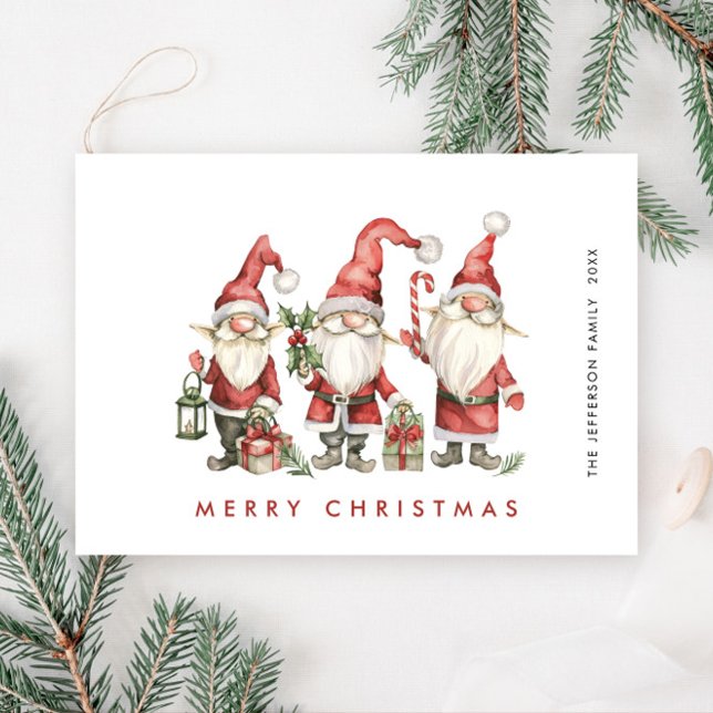Cartes Pour Fêtes Annuelles Noël des Gnomes de Père Noël mignons (Créateur téléchargé)