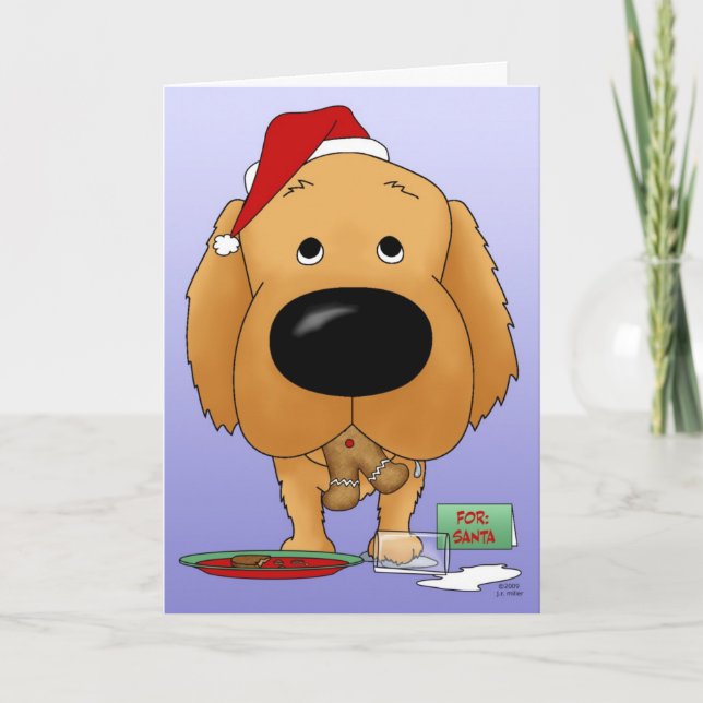 Cartes Pour Fêtes Annuelles Noël des Golden Retriers (Devant)