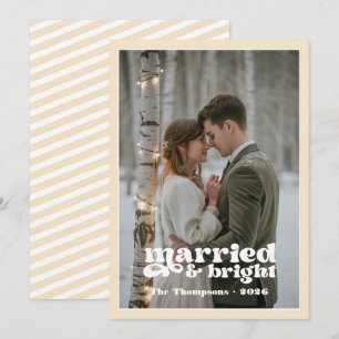 Cartes Pour Fêtes Annuelles Noël des jeunes mariés blanc et champagne