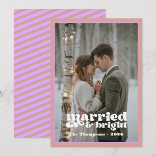Cartes Pour Fêtes Annuelles Noël des jeunes mariés Dusty Rose & Mauve