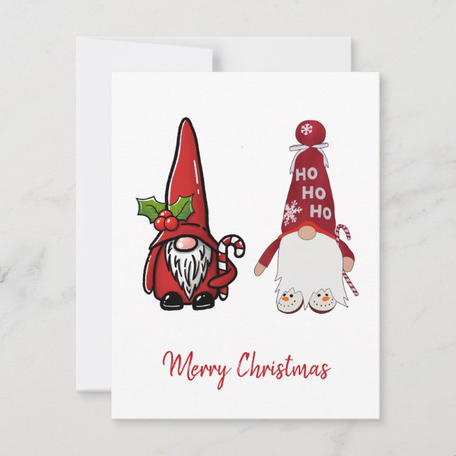 Cartes Pour Fêtes Annuelles Noël des mignons Gnomes Classiques (Devant)