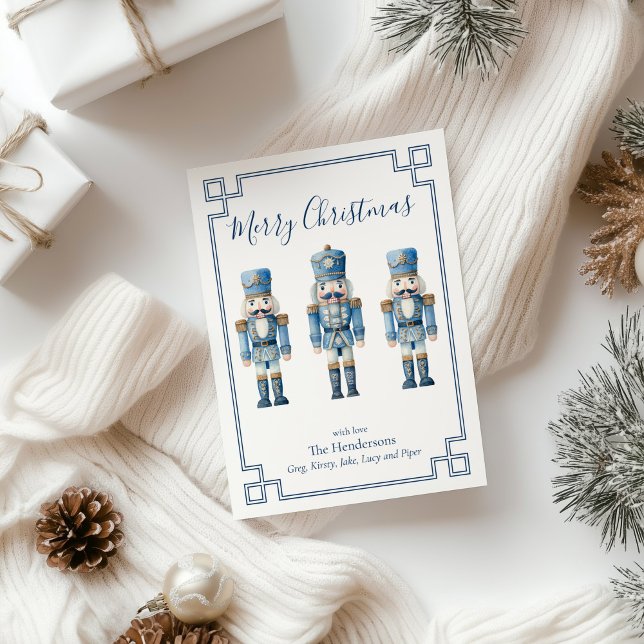 Cartes Pour Fêtes Annuelles Noël des noisettes bleues (blue nutcracker holiday christmas card
)