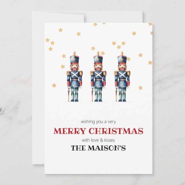 Cartes Pour Fêtes Annuelles Noël des noisettes rouges et bleues (Devant)