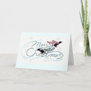 Cartes Pour Fêtes Annuelles Noël des pingouins de patinage de glace