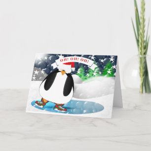 Cartes Pour Fêtes Annuelles Noël des pingouins Oh ! Oh! Oh! Joyeux Noël!