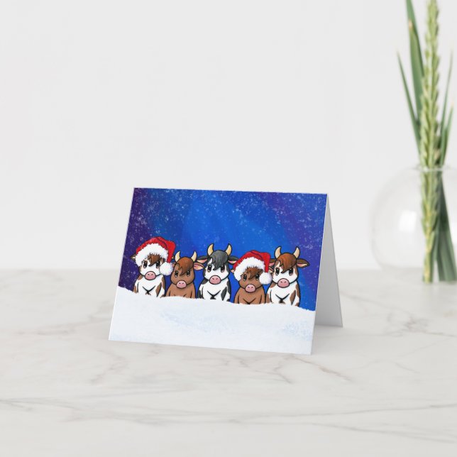 Cartes Pour Fêtes Annuelles Noël des vaches de neige (Devant)