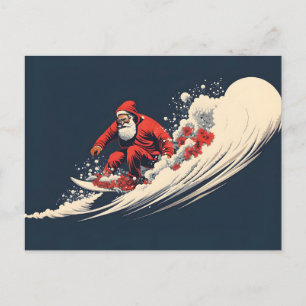 Cartes Pour Fêtes Annuelles Noël d'été de Surfing Père Noël