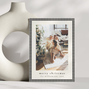 Cartes Pour Fêtes Annuelles Noël Deux Photos Verticales à Carreaux Noirs Vinta