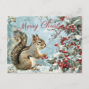 Cartes Pour Fêtes Annuelles Noël d'hiver de l'écureuil