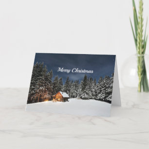 Cartes Pour Fêtes Annuelles Noël d'hiver de neige Cabine rustique