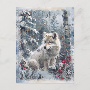 Cartes Pour Fêtes Annuelles Noël d'hiver du loup