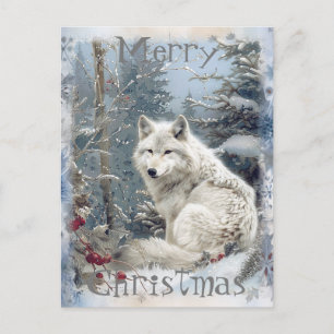 Cartes Pour Fêtes Annuelles Noël d'hiver du loup