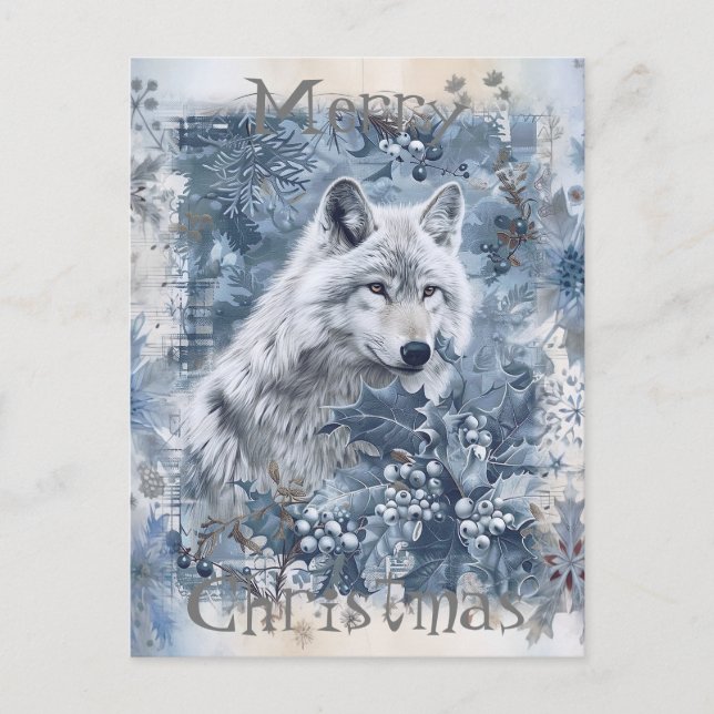 Cartes Pour Fêtes Annuelles Noël d'hiver du loup (Devant)