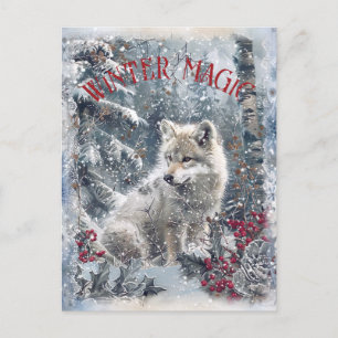 Cartes Pour Fêtes Annuelles Noël d'hiver du loup