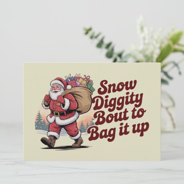 Cartes Pour Fêtes Annuelles Noël Diggity Prêt à Faire ses Courses 90s Rétro (Debout devant)