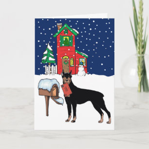 Cartes Pour Fêtes Annuelles Noël Doberman