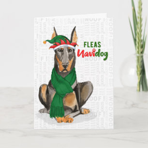 Cartes Pour Fêtes Annuelles Noël Doberman Pinscher Chien Fleas NaviDOG