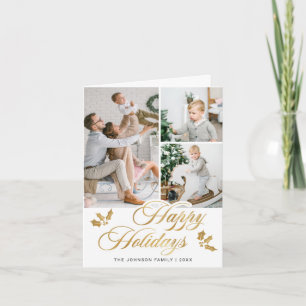 Cartes Pour Fêtes Annuelles Noël doré moderne 5 PHOTO Salutation