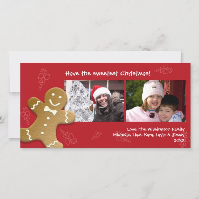 Cartes Pour Fêtes Annuelles Noël doux de sucres de canne de bonhomme en pain (Devant)