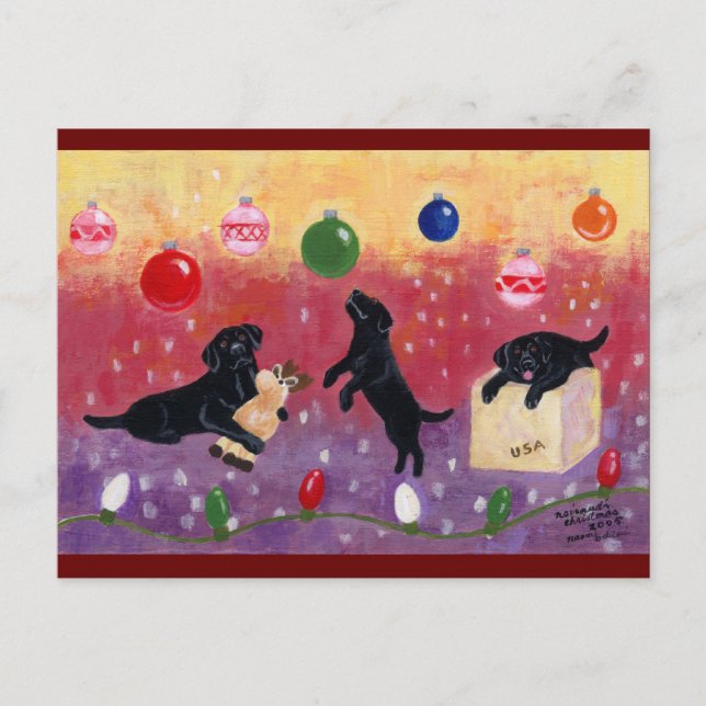 Cartes Pour Fêtes Annuelles Noël Dream Black Lab (Devant)