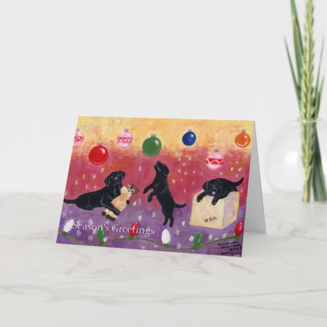 Cartes Pour Fêtes Annuelles Noël Dream Black Labrador (Devant)