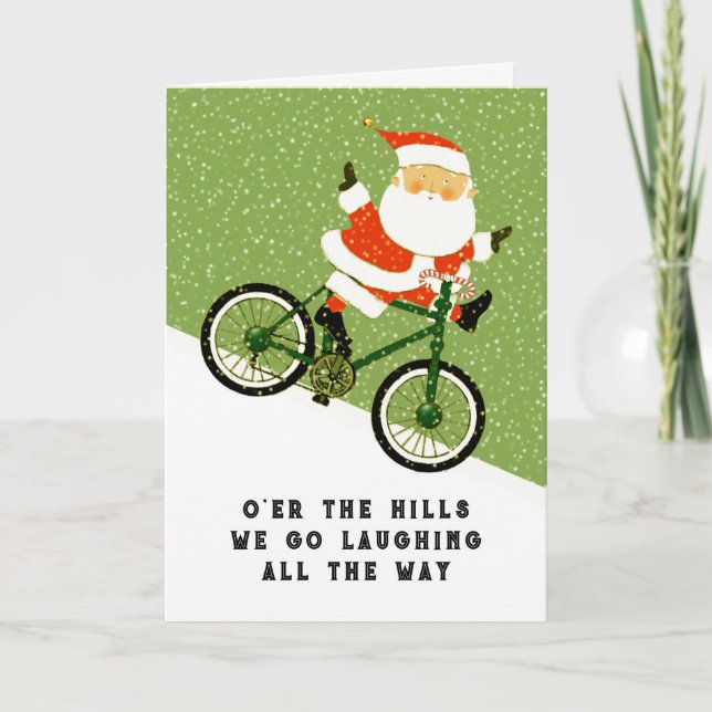 Cartes Pour Fêtes Annuelles Noël drôle cycliste (Devant)