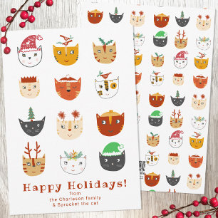 Cartes Pour Fêtes Annuelles Noël drôle de chat