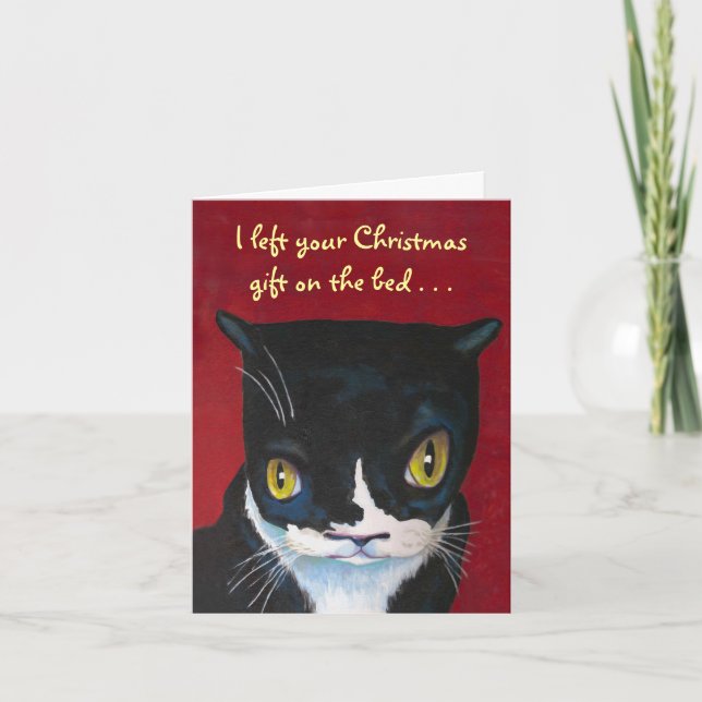 Cartes Pour Fêtes Annuelles Noël drôle de chat (Devant)