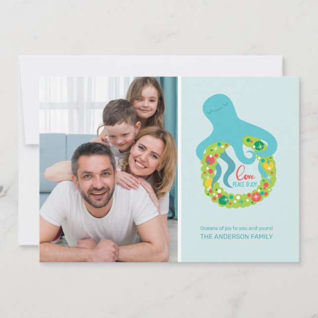 Cartes Pour Fêtes Annuelles Noël drôle de poulpe (Devant)