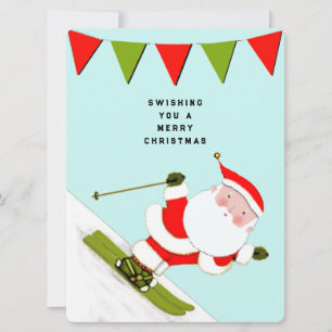Cartes Pour Fêtes Annuelles Noël drôle de ski sur la neige