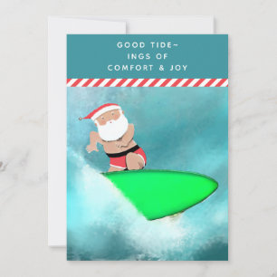 Cartes Pour Fêtes Annuelles Noël drôle de surf sur la plage