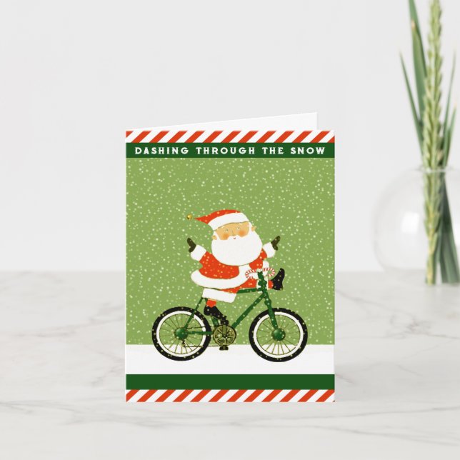 Cartes Pour Fêtes Annuelles Noël drôle de vélo (Devant)