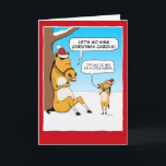 Cartes Pour Fêtes Annuelles Noël drôle du petit cheval<br><div class="desc">Cette carte de Noël de dessin animé mignon et drôle présente un petit cheval qui aimerait chanter des chansons de Noël avec le grand cheval, mais il va bien, vous savez... un petit cheval. Merci pour le choix de cette conception originale par © Chuck Ingwersen. Je publie des dessins tous...</div>