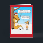 Cartes Pour Fêtes Annuelles Noël drôle du petit cheval<br><div class="desc">Cette carte de Noël de dessin animé mignon et drôle présente un petit cheval qui aimerait chanter des chansons de Noël avec le grand cheval, mais il va bien, vous savez... un petit cheval. Merci pour le choix de cette conception originale par © Chuck Ingwersen. Je publie des dessins tous...</div>