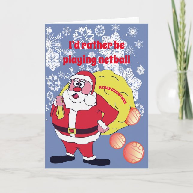 Cartes Pour Fêtes Annuelles Noël drôle Père Noël Netball (Devant)