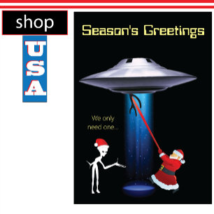 Cartes Pour Fêtes Annuelles Noël drôle Père Noël UFO