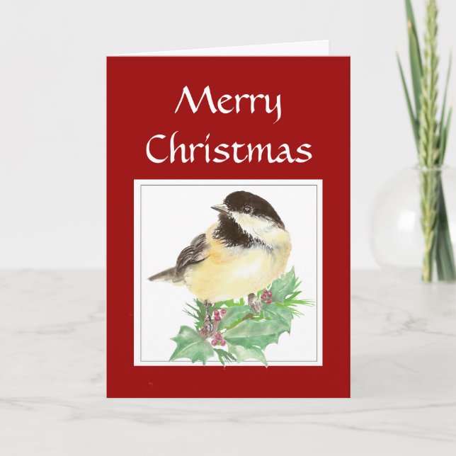 Cartes Pour Fêtes Annuelles Noël drôle "périodes sont" oiseau dur de Chickadee (Devant)