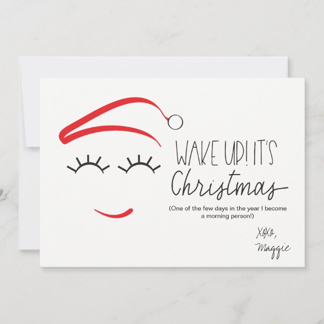 Cartes Pour Fêtes Annuelles Noël drôle, "Réveillez-vous c'est Noël" Lashes (Devant)
