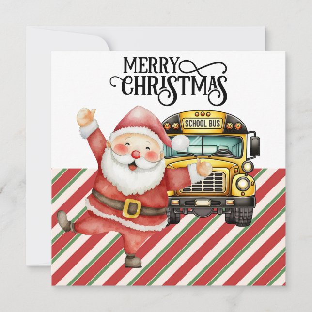 Cartes Pour Fêtes Annuelles Noël du bus scolaire pour chauffeur (Devant)