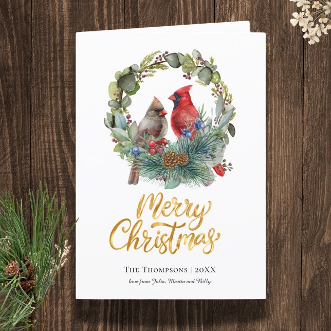 Cartes Pour Fêtes Annuelles Noël du cardinal Wreath (Créateur téléchargé)