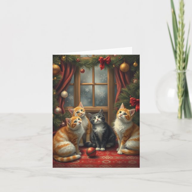 Cartes Pour Fêtes Annuelles Noël du chat (Devant)
