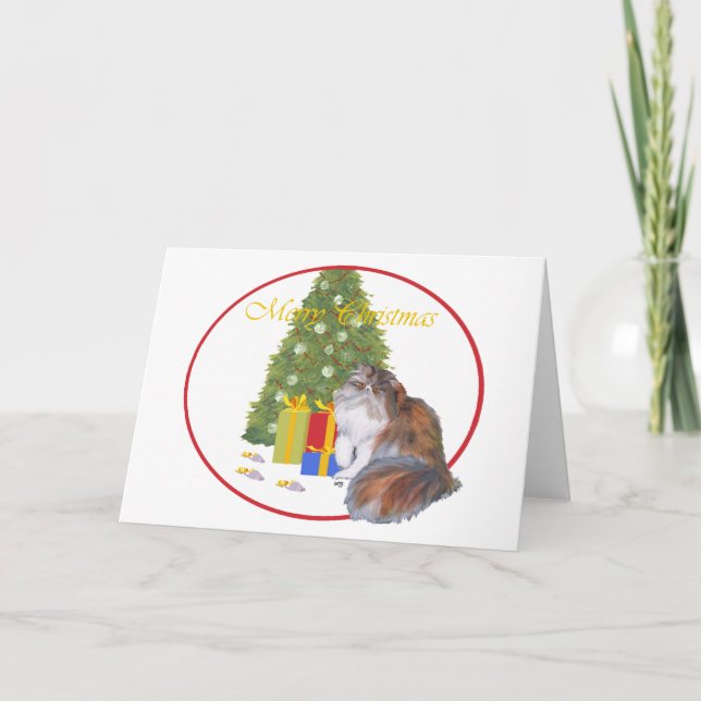 Cartes Pour Fêtes Annuelles Noël du chat de Calico Persian (Devant)