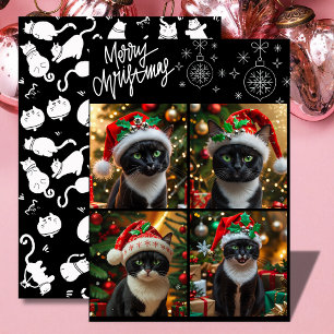 Cartes Pour Fêtes Annuelles Noël du chat noir photo collage meowy noël