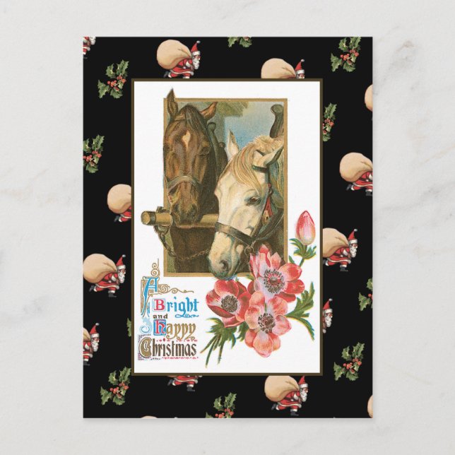 Cartes Pour Fêtes Annuelles Noël du cheval (Devant)