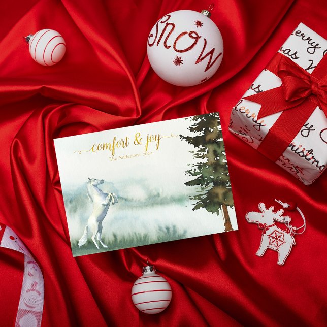 Cartes Pour Fêtes Annuelles Noël du Cheval Blanc Rustique (Créateur téléchargé)