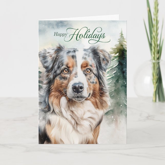 Cartes Pour Fêtes Annuelles Noël du chien berger australien (Devant)