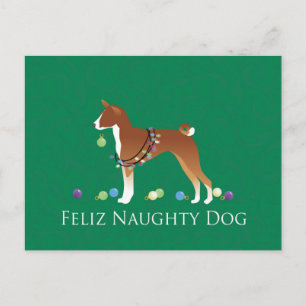 Cartes Pour Fêtes Annuelles Noël du chien coquin Basenji Feliz